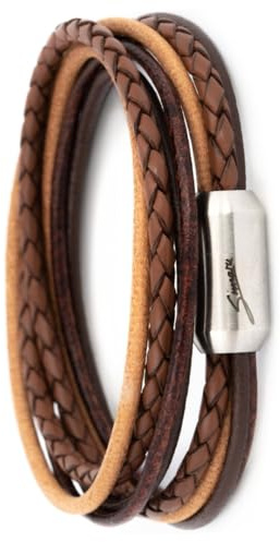 Simaru Bracciale avvolgente in Vera Pelle, unisex, con chiusura magnetica - Alta Qualità, Prodotto in Germania