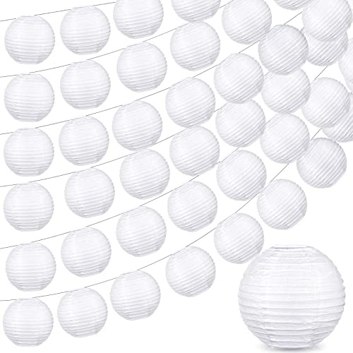 40 Pcs 3 Inch White Chinese Paper Lanterns Wedding Party Decorative Japanese Hanging Round Paper Lanterns Lamp for Weddings,Christmas Trees, Parties Home Decor