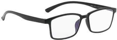 PROFLEX BluOptix 1916 Blue Light Blocking lightweight, flexible, scratch resistant, unisex (mens + womens), computer screen technology reading glasses (black, +1.5)