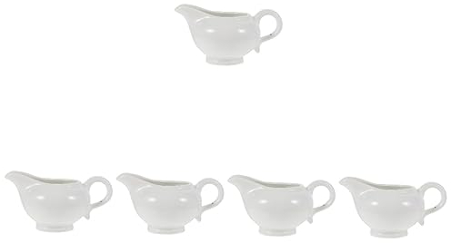 5pcs Small Gravy Boat, 120ml White Porcelain Sauce Boat Serving Dish, Gravy Pot Bowl for Dining Table Restaurant Cafe Christmas Wedding