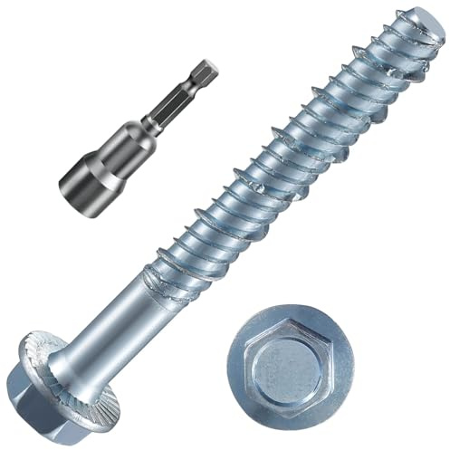 Wensilon 3/8 x 4 Zinc Plated Large Diameter Concrete Screw Actual Thickness 1/2(12mm) for Anchoring to Masonry, Brick or Block (10 pcs)