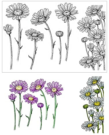 arriettycraft Tusensköna blommor klara stämplar för korttillverkning eller journalföring blomster gummistämpel blommig bakgrund silikonstämplar för hantverk scrapbooking album dekoration