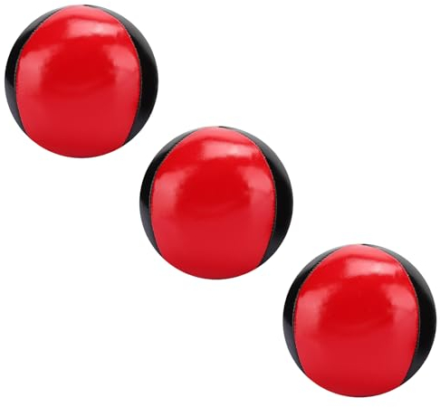 3-teiliges Hochwertiges Tragbares Jonglierball-Set aus Rot-schwarzem PU-Leder, Feine Kolloidale EPS-Partikel, Ideal Jonglierkeulen, Sackjonglage