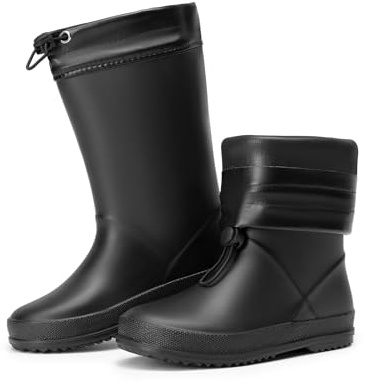 DREAM PAIRS KIDS Bottes de Pluie Enfants,Noir,35