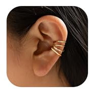 BVLAGIDA 3 Stück Ear Cuff für Damen Ohrmanschette 14K Gold Earcuff Fake Knorpel Helix Ohrringe Ohrklemme Mit Geschenkbox