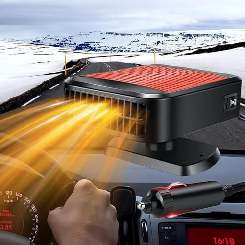 12V 200W Auto Heizung, Tragbare Auto Heizung, Windschutzscheibe Entfeuchter und Entfroster, 2 in 1 schnelle Heizung Lüfter Auto Heizung mit Zigarettenstecker und 360 ° drehbaren Saugnapf Halterung