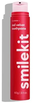 Smilekit smaksatt tandkräm | Fluortandkräm | Blekande tandkräm | 6 otroliga smaker | Tandläkargodkänd | Premium munhygien | Hälsosamt tandkött (en storlek, röd sammet)
