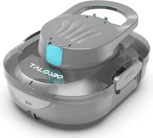 TALOSBO Pleco S1 Robot per Piscina Senza Fili, Automatica 80 Min, Doppio Motore, Ricarica 2,5 Ore, Pulizia Completa Fondo per Piscine Fuori Terra, per Piscine Fuori Terra