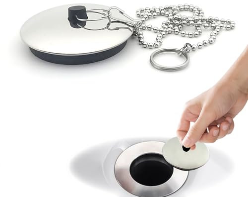 Angelkiss 55-57mm Rubber Plug with Ring for Bathtub, Kitchen & Sink - Includes 65cm Chain