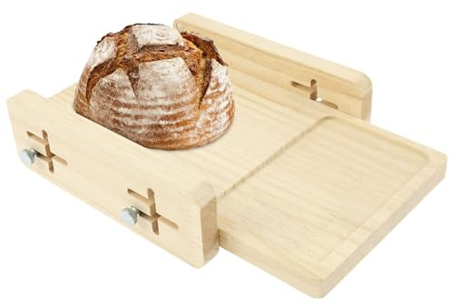 Foppla Bread Slicer,Wood Bread Slicer Guide,3 Speed Thickness Cutting Guids, Adjustable Breads Cutting Guide with Crumb Catcher for Home Kitchen Countertop(Log Color)