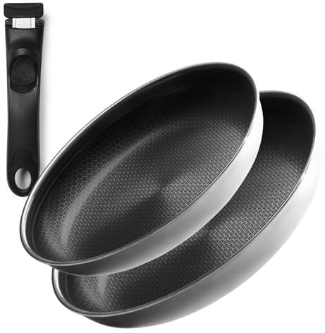 ONYX Bratpfannenset 2-teilig – 24 & 28cm Mit Abnehmbarem Griff | Beschichtete Pfannen Für Induktion & Alle Herdarten | Platzsparend & Spülmaschinengeeignet | PFAS-frei Bratpfanne | Ofenfest Bis 260°C