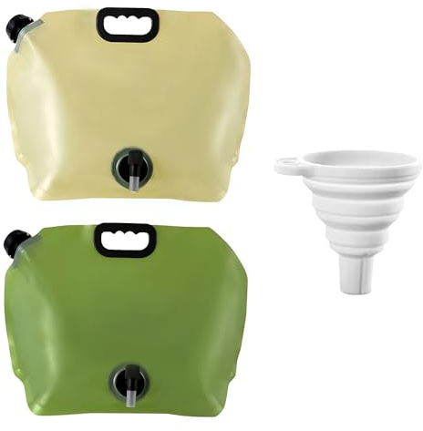 CZAKOMIX Bidon à Eau Pliable avec Couvercle, Bidon d'eau Pliable, 2 x Réservoir d'eau Pliable 8 litres, avec Robinet, Entonnoir en Silicone, Poche d'eau Portable, pour Camping, Activités de Plein Air