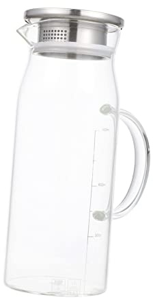 VALICLUD Heat Resistant Glass Water Pitcher Large Capacity Cooling Beverage Jug for Home Multipurpose Carafe for Iced Tea Juice Milk Storage Refrigerator Safe