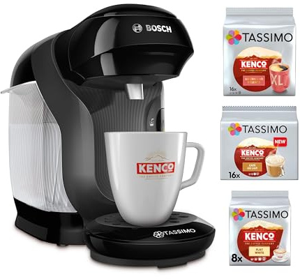 Tassimo by Bosch Style Friendly Pod Coffee Machine with 40 Kenco Drinks Starter Bundle, TAS112EGBC - Black