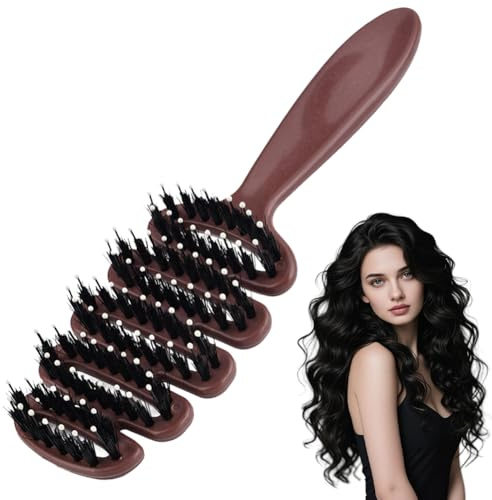 Vibbang Volumen Bürste Toupierbürste mit Borsten, Wildschweinborsten Bürste, Haarbürste Wildschweinborsten, Boar Bristle Brush, Haarbürste Stylingbürste für Frauen und Männer