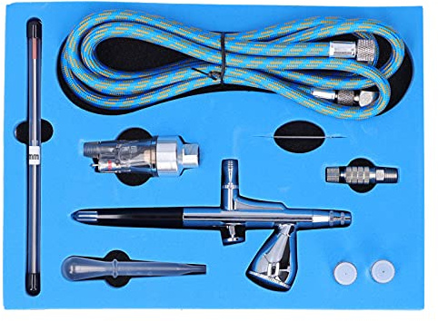 Hapivida Kit de Aerógrafo, Pistola de Pintura con Boquilla 0.2mm 0.3mm 0.5mm, Material de Latón, Set de Aerógrafo para Decoración del Hogar y Modelos