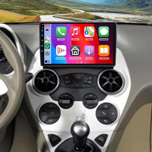 9 Inch Doble DIN Autorradio para Ford Ka 2008-2014 con Wireless Carplay, 4+64G Android 14 Touchscreen Autoradio para Ford Ka Bildschirm Bluetooth Dab Radio GPS Navi Backup Camera FM/RDS Mirror Link