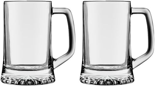 Genérico Jarra de Cerveza de Cristal, 50cl, Resistente, Apta para Microondas y Lavavajillas, Pack de 2 Unidades