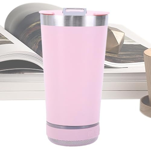 Genérico Vaso tumbler con altavoz - Vaso térmico de 473 ml,Vasos de Agua Portátiles - Para campistas, viajeros, acampadas, tailgating, barbacoa, rutas, oficina en casa, pícnics, bebidas, leche