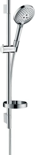 hansgrohe Raindance Select S Ensemble de douche 120 3 jet EcoSmart 9 l/min avec barre Unica'S puro 65 cm et porte-savon, chromé, 26632000
