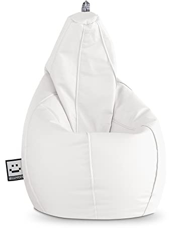 HAPPERS Puff Pera para Salón y Dormitorio con Relleno | Polipiel Alta Resistencia | Sillón Relax Ergonómico Infantil y Juvenil | Puff para Leer y Jugar | Blanco 130x75 XL