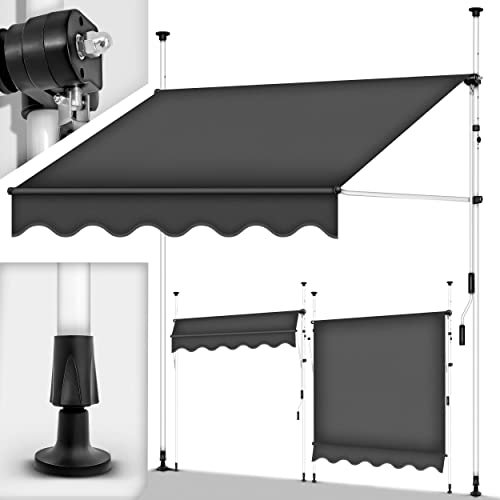 tillvex Tenda da Sole a Bracci con Manovella 150cm | Protezione per Il Balcone, Regolabile, Senza Forare, a Manovella | Tenda resistente per Esterno ai raggi UV e regolabile in Altezza