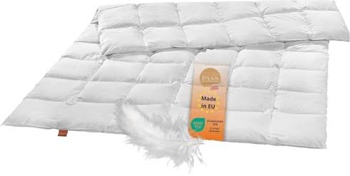 sleepling Federdecke 155x220 cm, Bettdecke, Federbettdecke 155 x 220 cm, Federbett, 100% Baumwolle, Ganzjahresdecke, Oeko-Tex, Made in EU, bis 60 Grad waschbar