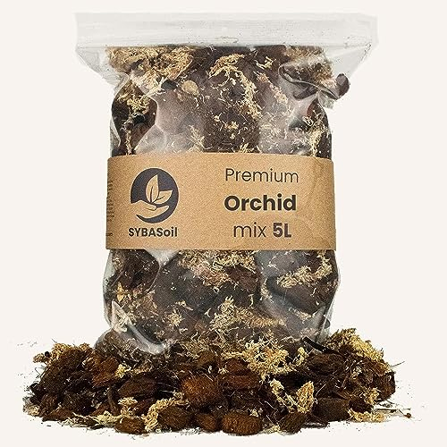 Sybotanica Orchideenerde 5 L – Premium Coco Blumenerde für Phalaenopsis, Dendrobium, Cattleya & mehr, Torffrei & 180 Tage Bio-Dünger – Für Zimmerpflanzen-Liebhaber