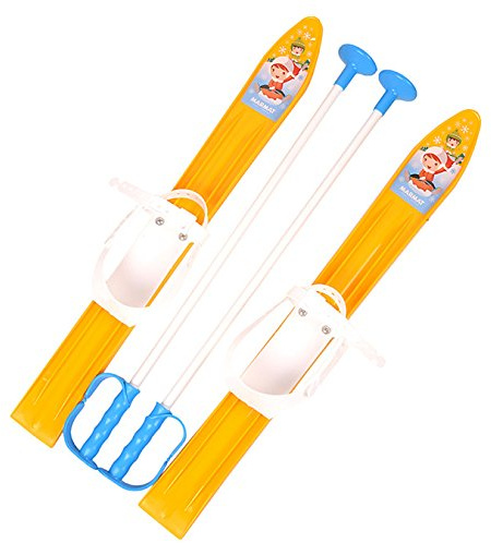 Molti Sci per Bambini con Attacchi e Bastoncini, 5 Colori, 60 cm (Giallo)