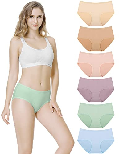 TUUHAW Mutande da Donna Midi Vita in Cotone Elasticizzato Pacco da 6 Multicolore-2-M