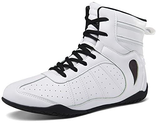 Scarpe da Boxe da Uomo Scarpe da Wrestling PRO Stivali da Boxe da Allenamento Fitness da Donna Bianco EU 39