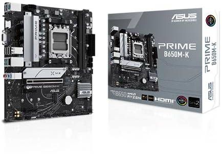 ASUS Prime B650M-K Mainboard Sockel AMD AM5 (Ryzen 7000, Micro-ATX, DDR5 Speicher, PCIe 5.0, BIOS Flashback, USB 3.2 Gen 2, Aura Sync)