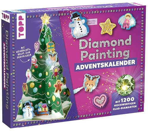 Weihnachtszauber - Der Diamond-Painting-Adventskalender. Mit Material und Werkzeug für 24 Baumanhänger: Aufstellbaum (30 cm), Werkzeug und 1200 Diamanten aus Glas in 19 Farben für 24 Anhänger