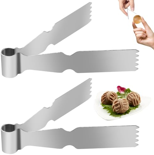 2 PCS Pastry Tongs Cookie Maamoul Pinzetten und Zangen, Edelstahl-Gebäckzange, Maggash Manqat Gebäckzange, pfannenwender zange, Teigschaber, Presse, Keksbereiter, Backcrimper-Werkzeug zum Dekorieren