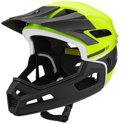 Perfeclan Casque de Vélo Intégral Doublure Amovible et Lavable équipement de Cyclisme Casque de Vélo de Montagne pour Femmes Hommes Adultes Activités de Plein A, Jaune Fluo