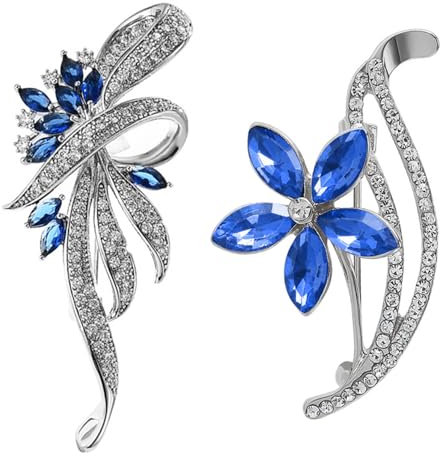 2 Broches À Fleurs, Broches Bleues Métalliques, Badges pour Femmes, Broches De Mode Exquises, Décoration De Broche De Vêtements