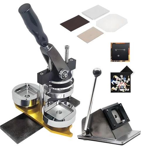 Square Fridge Magnets Badge Maker Machine, 50mm 100 Set Square Button Making Supplies DIY Square Photo Picture Badge Button, Gift Button, Team Badge, for Crafts and DIY Projects