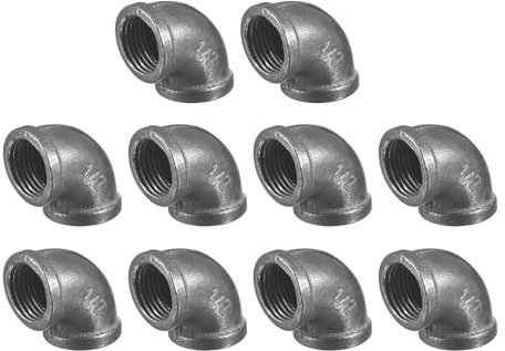 sourcing map 13/16(20mm) 90 Degree Malleable Iron Elbow Fitting, Threaded Pipes Fitting Brackets Nipples for Vintage Fixtures DIY Furniture Pipe Plumbing, 20Pcs