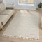 VIMODA Teppich Boho Wohnzimmer, Schlafzimmer, Fransen Skandinavisch, Waschbarer Teppich 3D, Farbe:Beige, Maße:120x170 cm