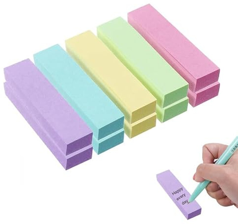 AZWOOD Pastel Sticky Notes 1000 Sheets, 10 Pads Self Adhesive Page Markers (76 x 20 mm), Writable Adhesive Memo Pads, Removable Index Tabs with 5 Colours for School, Office, Home Organizing