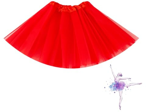 Tutu Skirts for Women Girls Ballet Fluffy Tutus Tulle Ladies Dance Party Adult Tutu Skirt Fancy Mesh Tutus Skirt Layered for Women And Teens for Dress-Up Parties,Dancingcostumes ,Performances (Red)