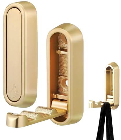 2 paia Ganci Pieghevoli a Onda,Gancio Da Parete In Alluminio,Gancio da Paretes Pieghevole D'Oro,Ganci Parete Pieghevoli Per Appendere,per Appendere Cappotto,Borse e Cappello(Oro)