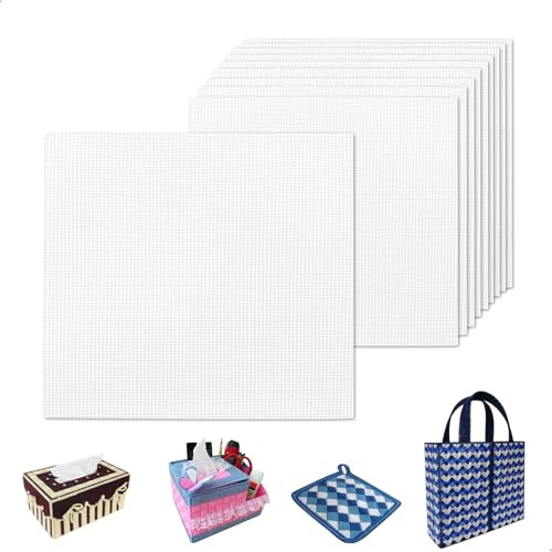 Malla Plastico Bordado,Tela Punto de Cruz Hecho a Mano,Punto de Cruz Malla,Kit Bordado Adecuado para Tejidos s Mano,Bordados Tridimensionales y Proyectos de Decoración del Hogar,Blanco