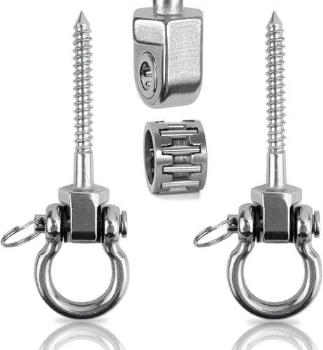 GUANGDAOVOD 2 ganci girevoli in acciaio inox 304 per movimento di oscillazione a 180°, ganci da soffitto, per travi in legno, soffitti in cemento, altalene