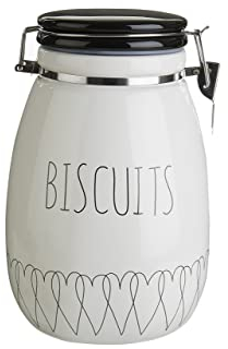 Premier Housewares Heartlines Biscuit Canister, Dolomite, White