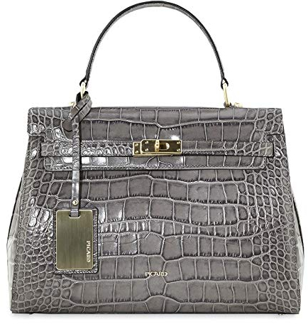 Picard, Damen Schultertasche aus Leder, in der Farbe Graphit/Grau, aus der Serie Weimar, mit Henkel, 555036N053