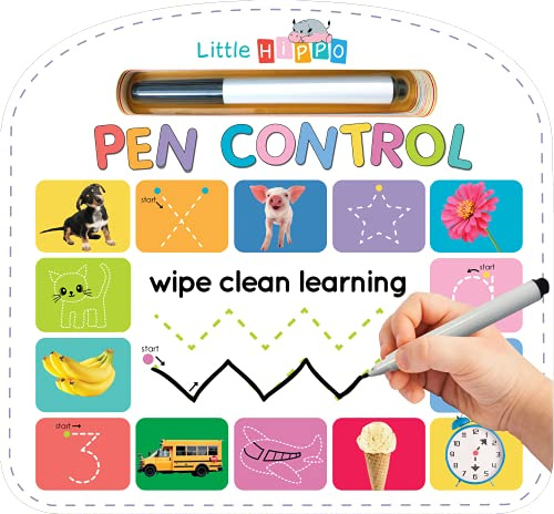 Write & Wipe Pen Control - Children's Novelty Learning Board Book - Wipe Clean - Educational (Wipe Clean First Skills Learning Series: Includes Dry-Erase Marker)
