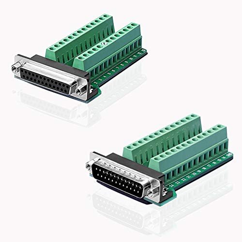 S SIENOC D-SUB DB25-G2-Stecker + M2-Buchse, 25-poliger Stecker, Breakout zu den Anschlüssen der Leiterplatte