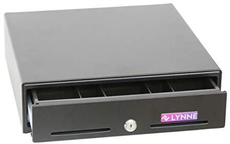 Kassenschublade - Geldfach - Kassenlade - Geldkassen - Elektronische Frontöffnung mit RJ11 USB-Anschluss und manuelle Öffnung mit Schlüssel (Schwarz)