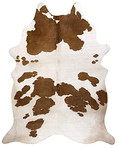 rugsx Tapis imprimé Cowhide, Vache, Motif Animal, Faux Cuir, Tapis de Sol pour Le Salon, la Maison, la Chambre à Coucher, DIY Crafts, Blanc Marron 155x195 cm